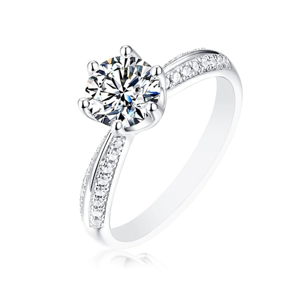 New moissanite sterling silver 925 solitaire wedding engagement promise ring